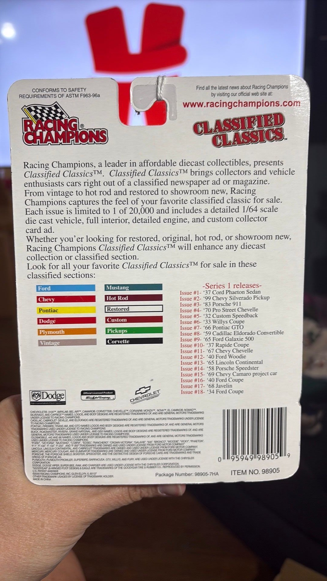 74 Racing Champions Classified Classics 35 Duesenberg SSJ Issue #21 New! 2000