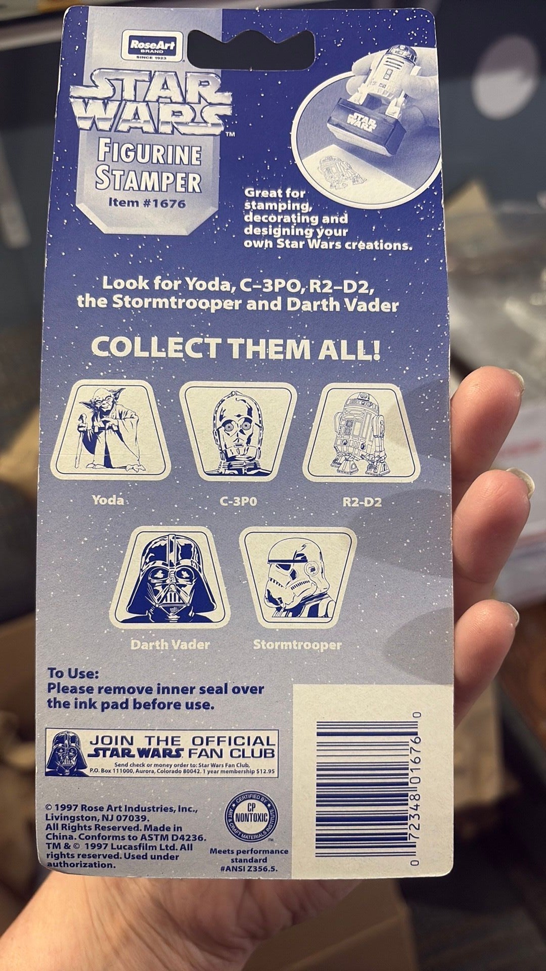 PR2- Star Wars Yoda Figurine Stamper Rose Art Star Wars Collectibles 1997 New In Box