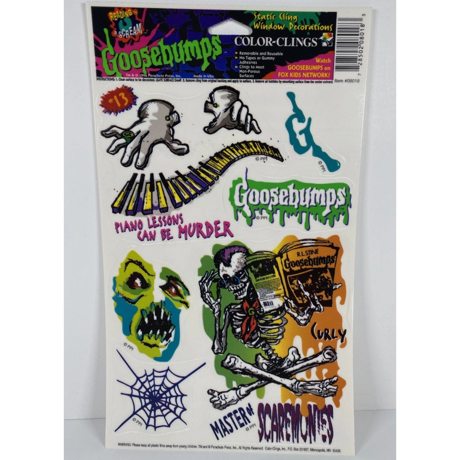 1996 Goosebumps NEW Window Clings Decal RL Stine Halloween NOS 4 Style